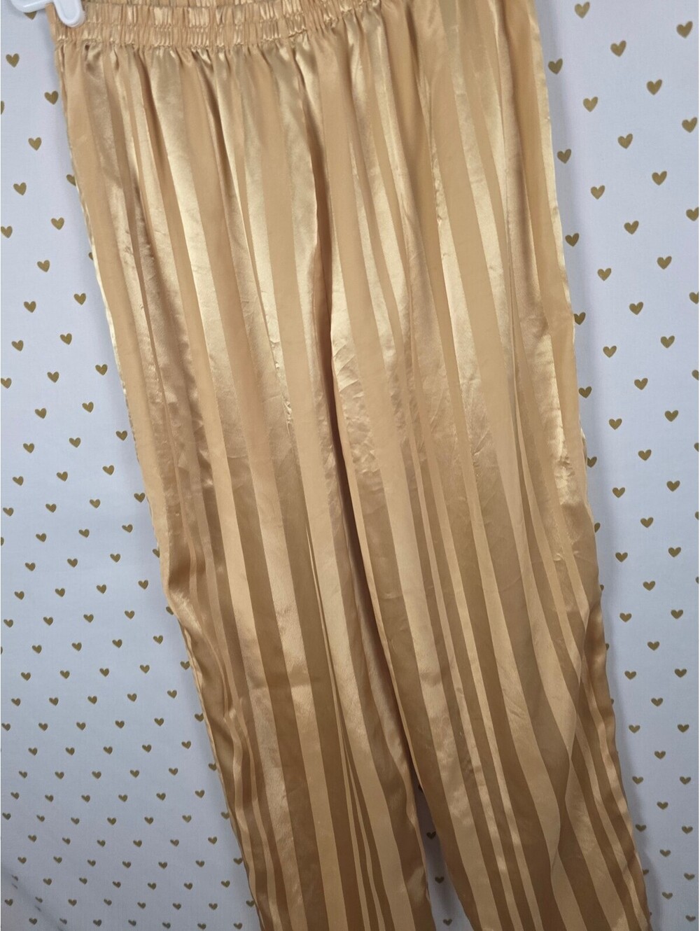 Vintage Victoria's Secret Satin Pajama Pants S Gold Striped Y2K Lounge